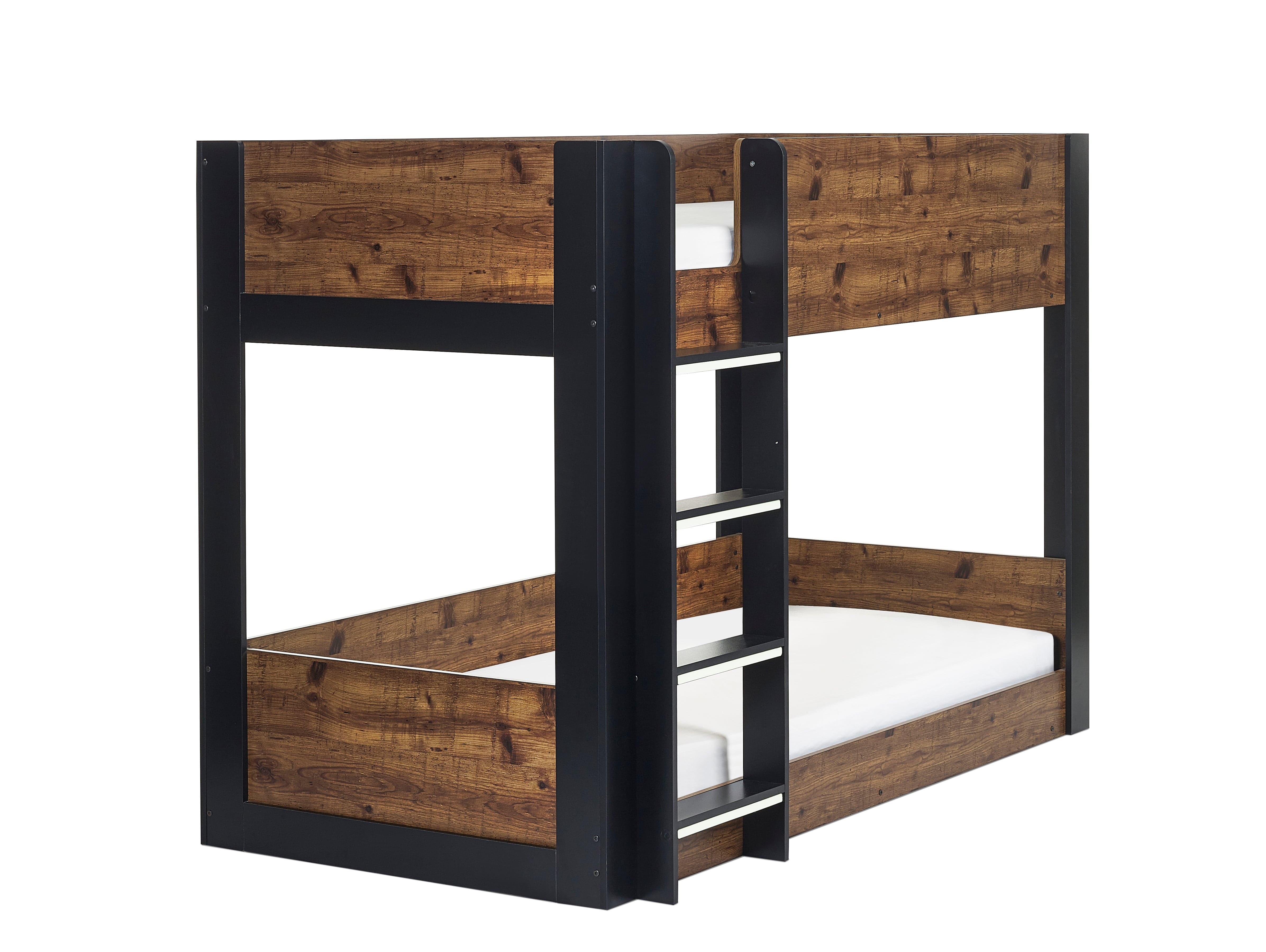 Julian Bowen Bunk Bed Single 90cm 3ft Solomon Bunk Bed - Rustic And Black Bed Kings