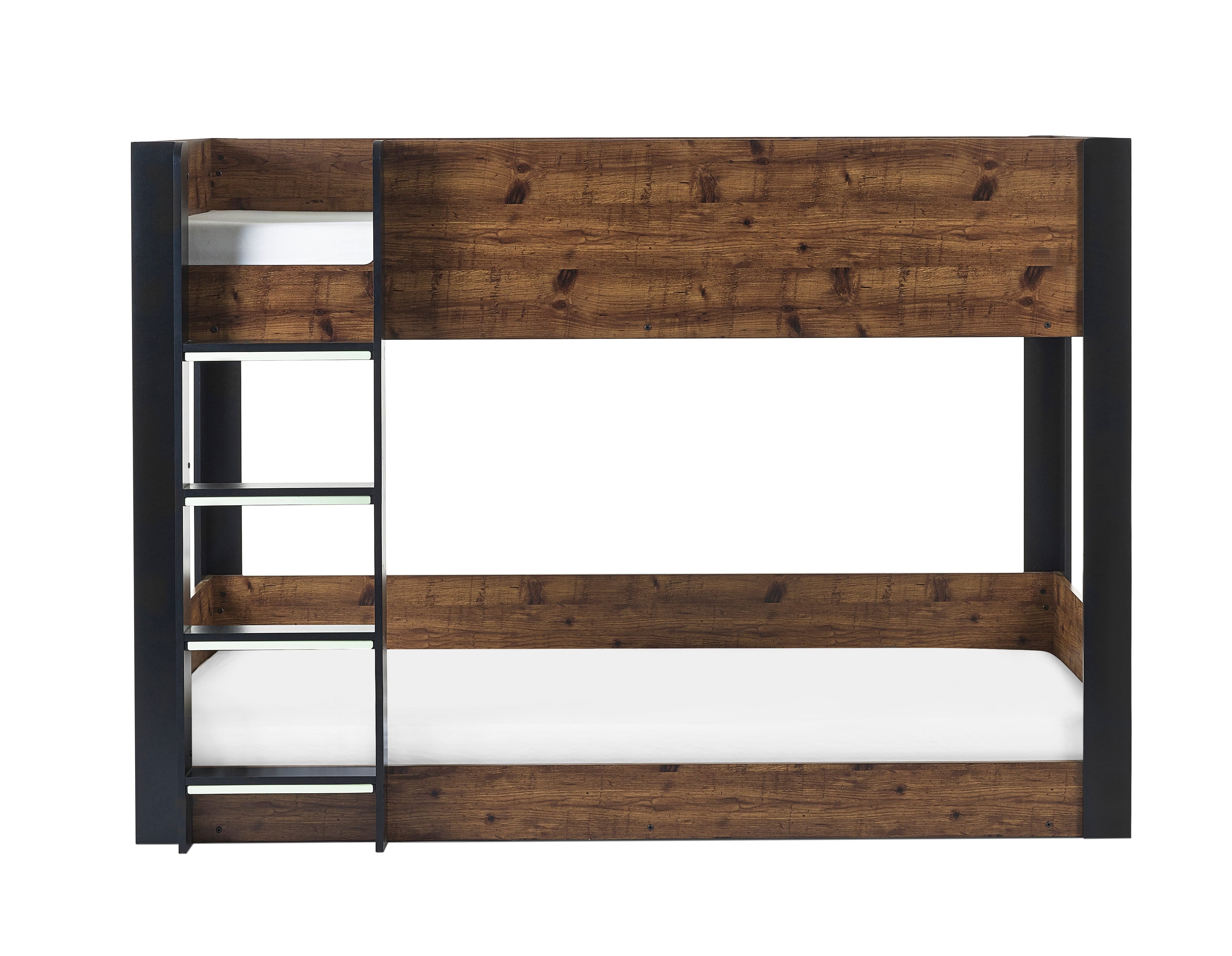 Julian Bowen Bunk Bed Single 90cm 3ft Solomon Bunk Bed - Rustic And Black Bed Kings