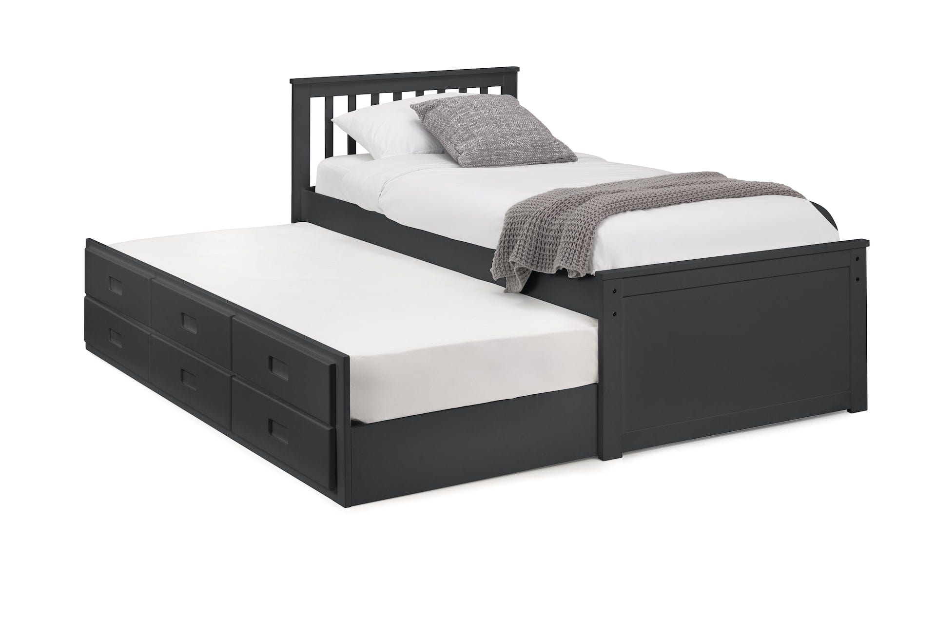Julian Bowen Guest Bed Single 90cm 3ft Maisie Bed With Underbed And Drawers - Anthracite Bed Kings