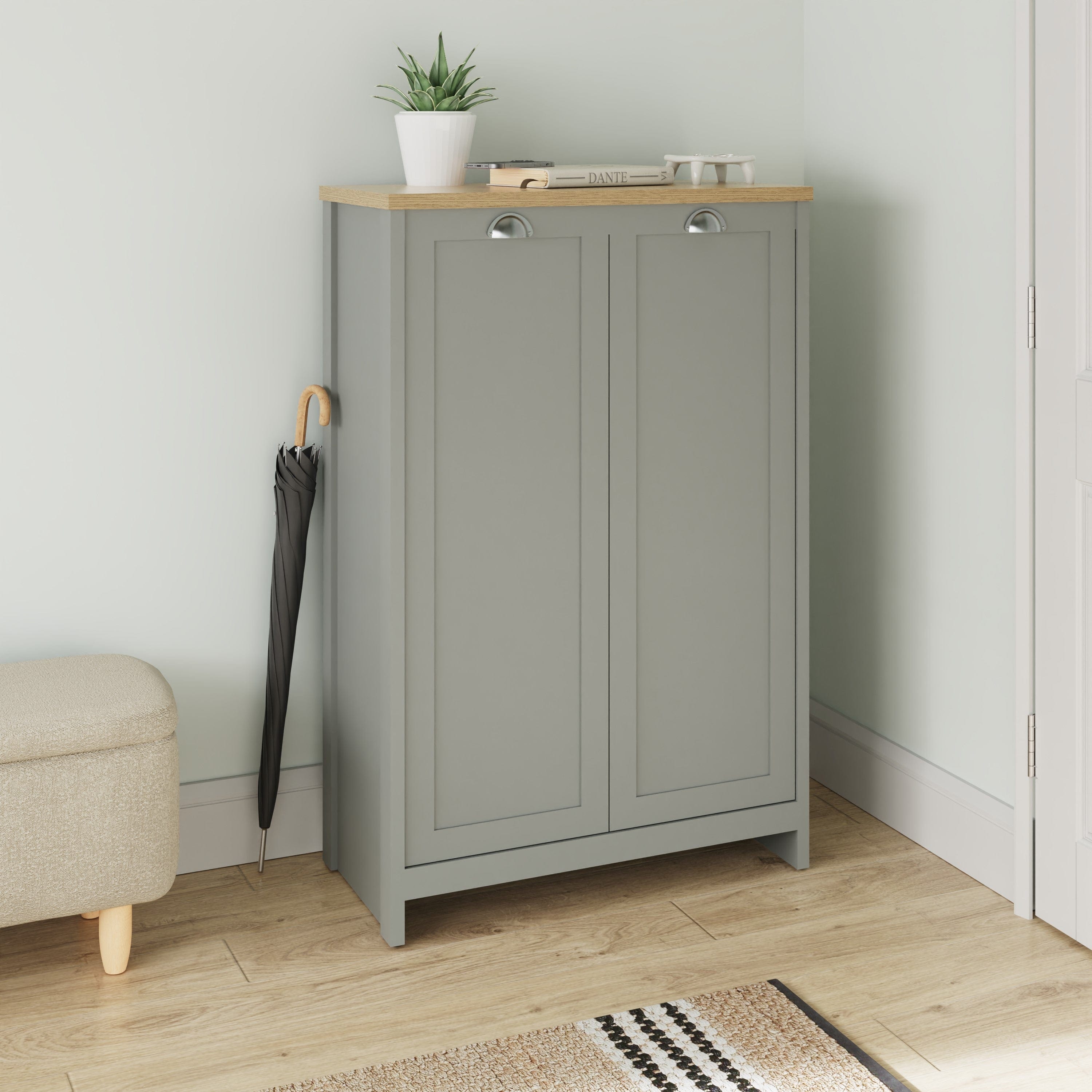 GFW Shoe Cabinet Lancaster 2 Door Shoe Cabinet Grey Bed Kings