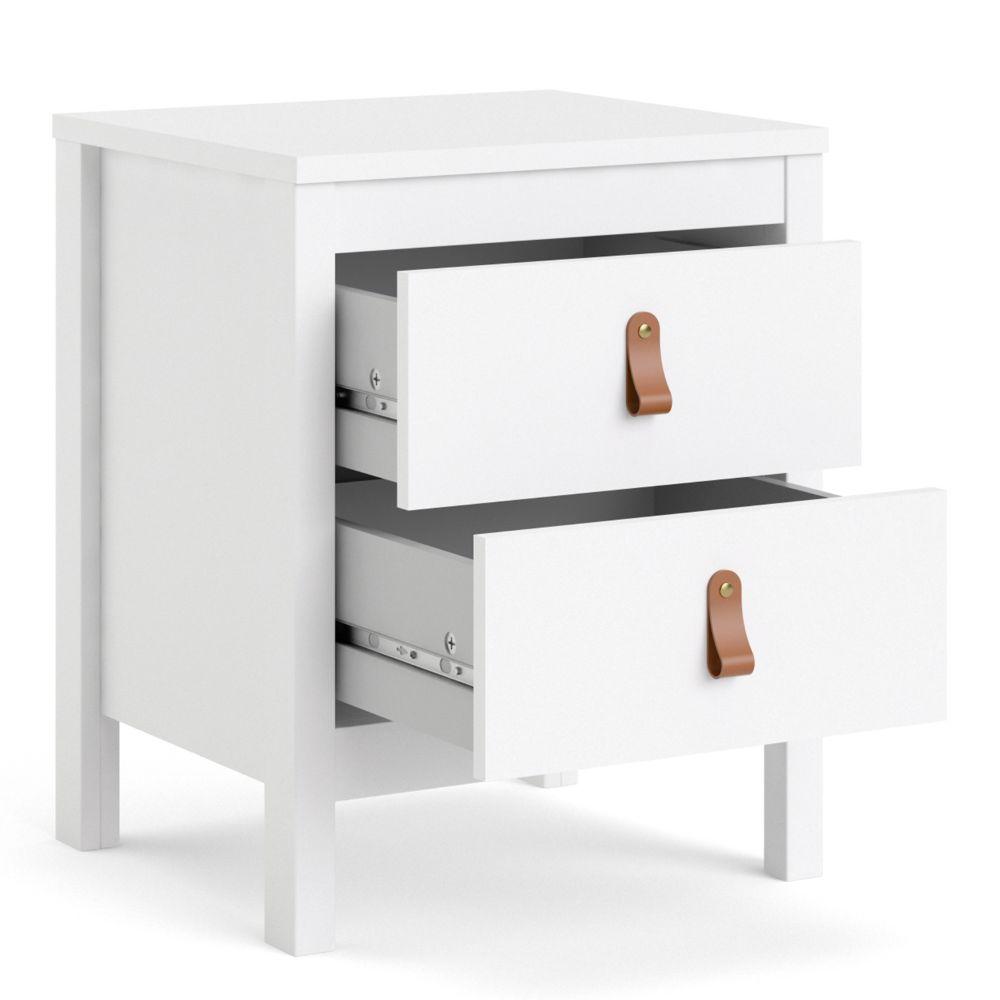 FTG Bedside Cabinet CLEARANCE Barcelona Bedside Table 2 Drawers In White Bed Kings