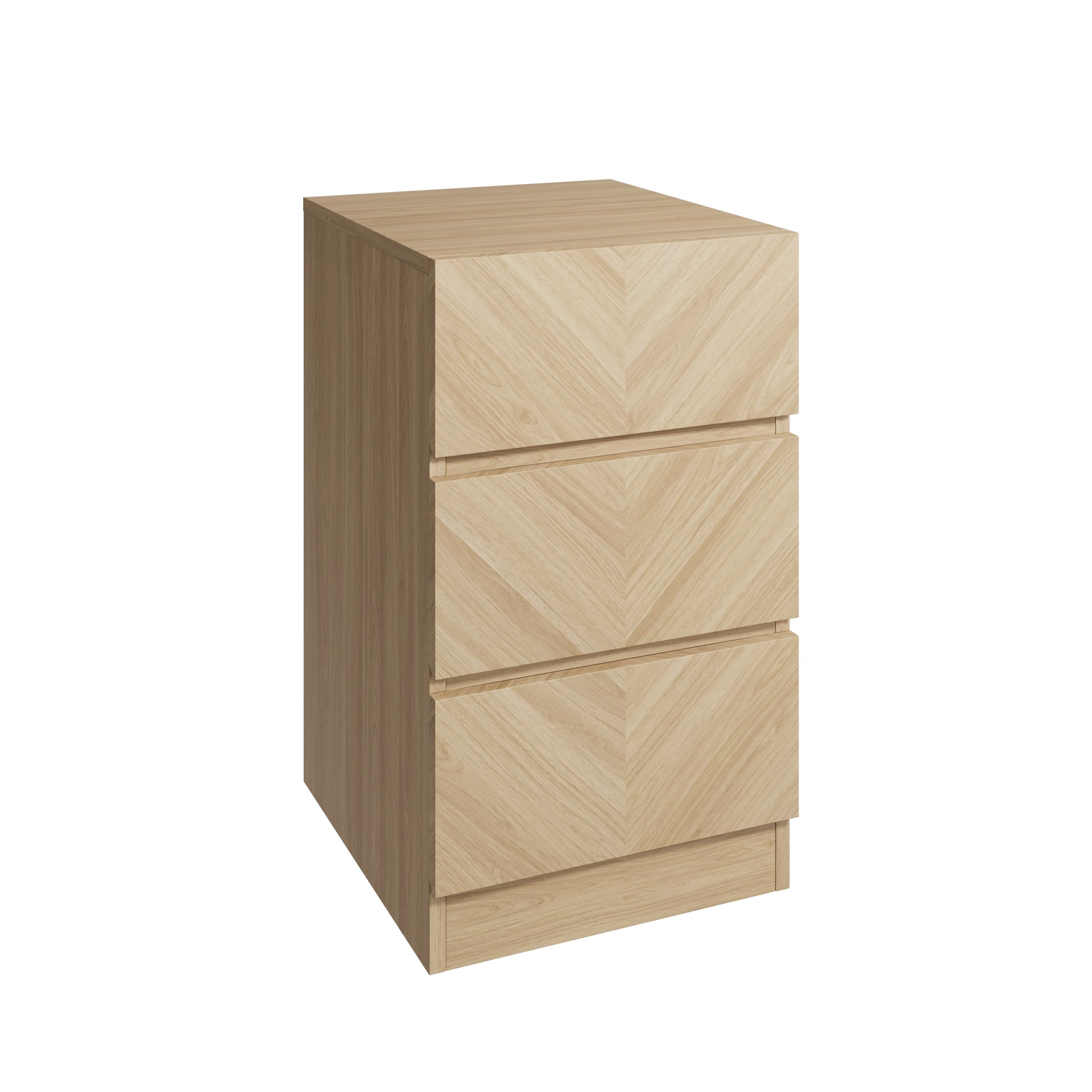 GFW Bedside Table Catania 3 Drawer Bedside Table Euro Oak - Twin Pack Bed Kings