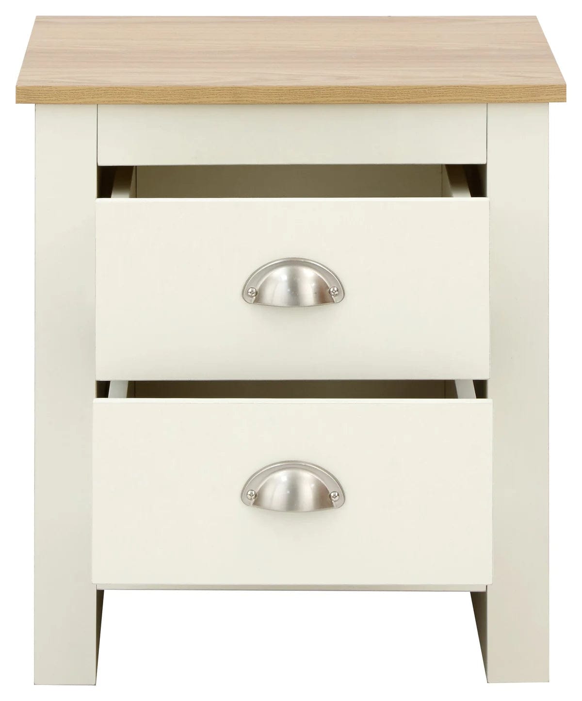GFW Bedside Table Lancaster 2 Drawer Bedside Cream - Twin Pack Bed Kings