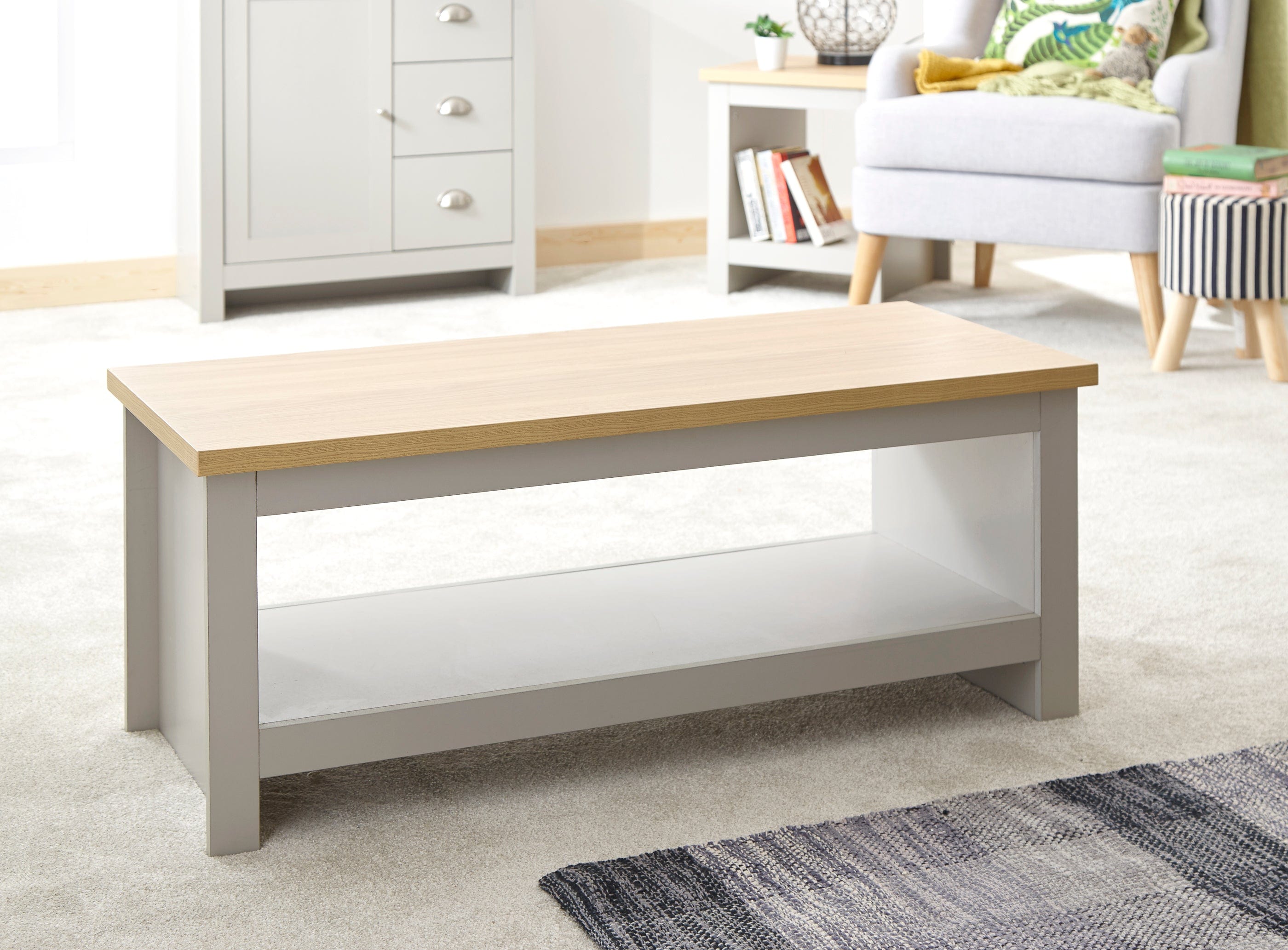 GFW Coffee Table Lancaster Coffee Table With Shelf Grey Bed Kings