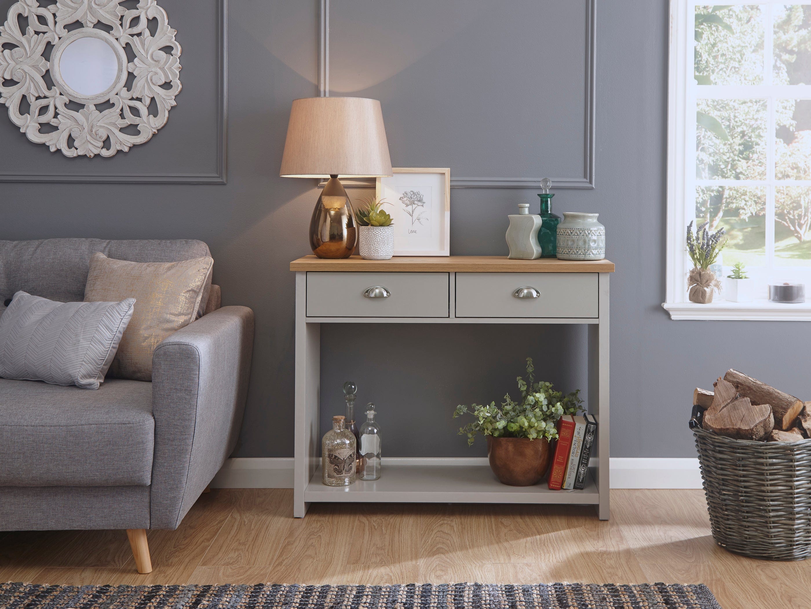 GFW Console Table Lancaster Console Hall Table Grey Bed Kings
