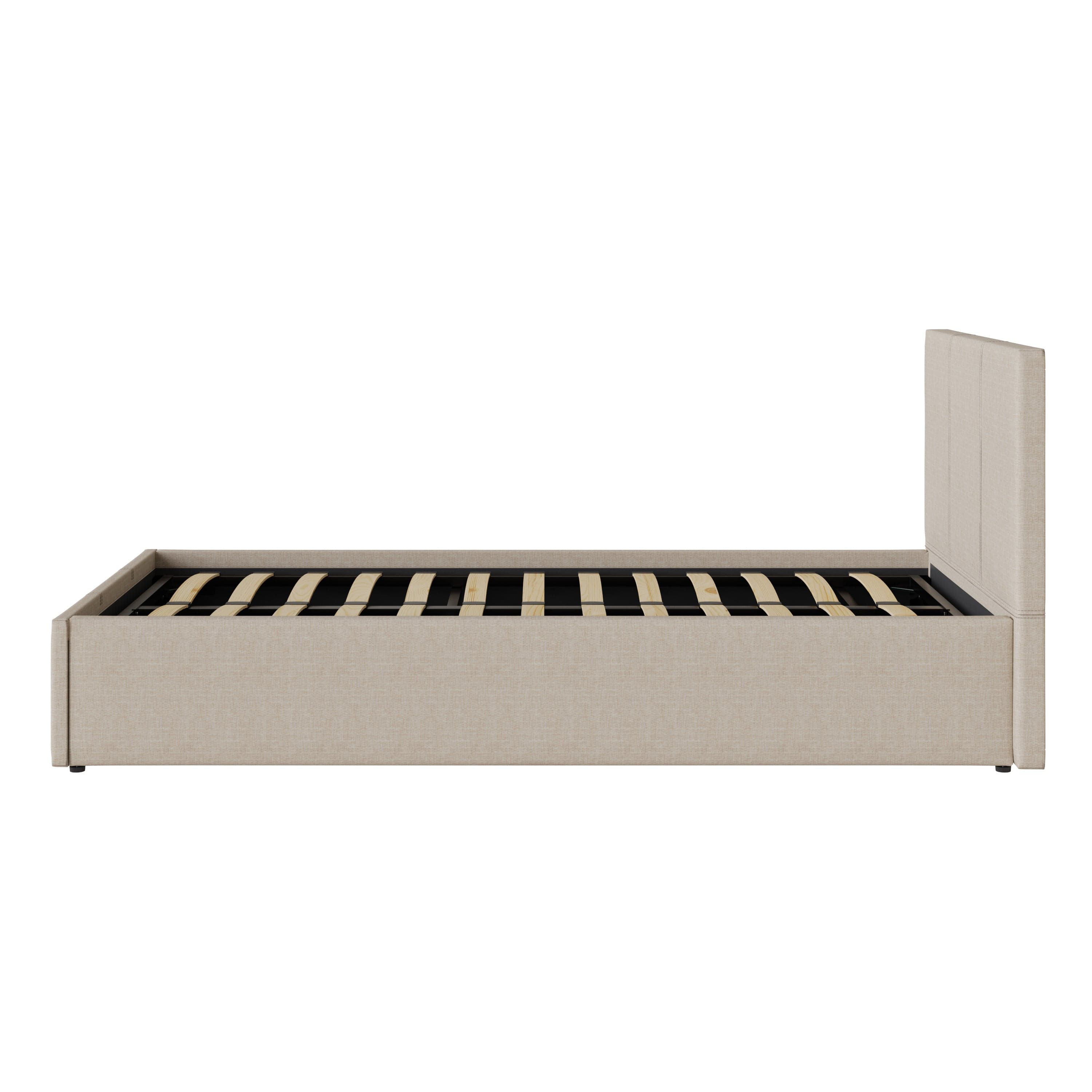 GFW Fabric Bed Side Lift Ottoman Bed Natural Bed Kings