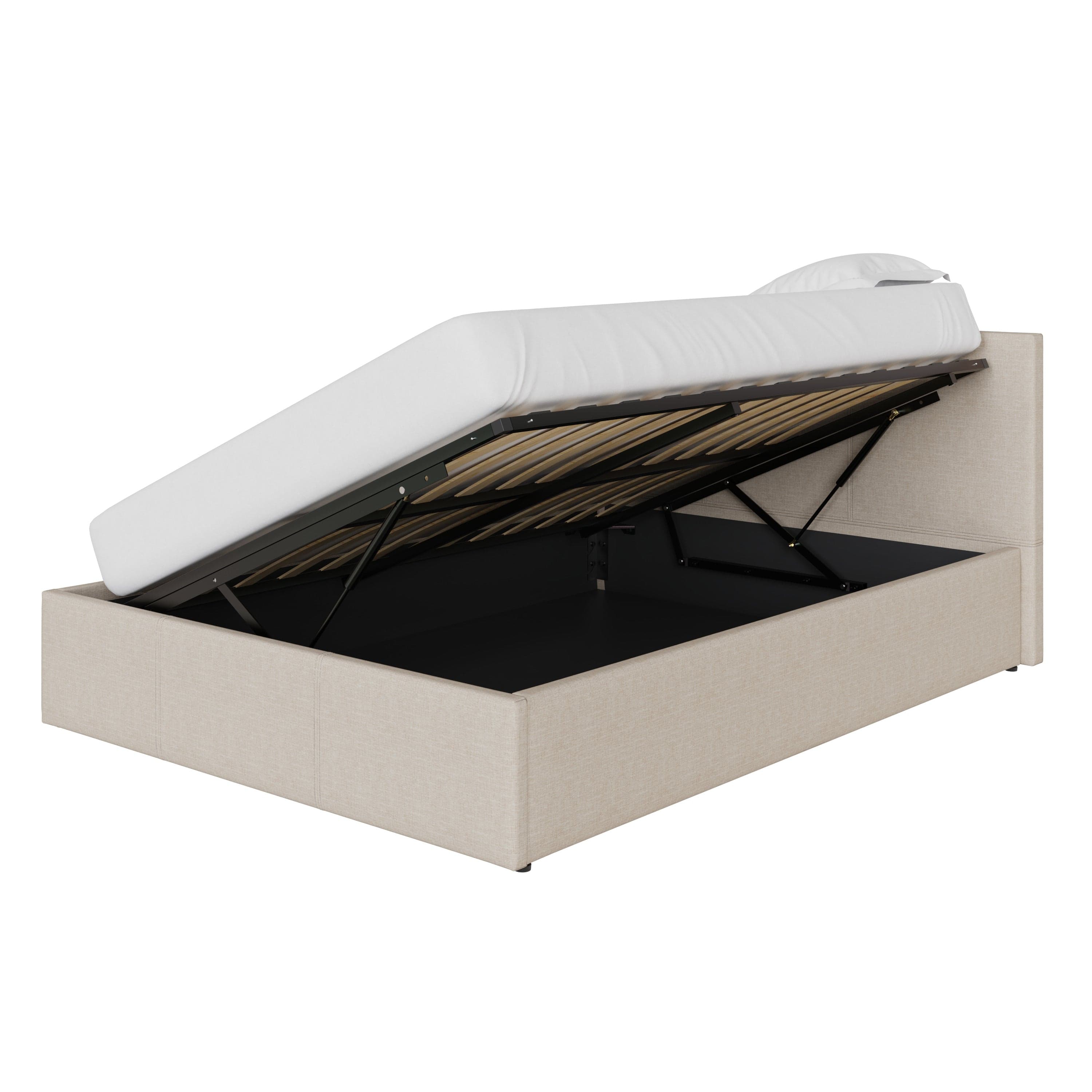 GFW Fabric Bed Side Lift Ottoman Bed Natural Bed Kings