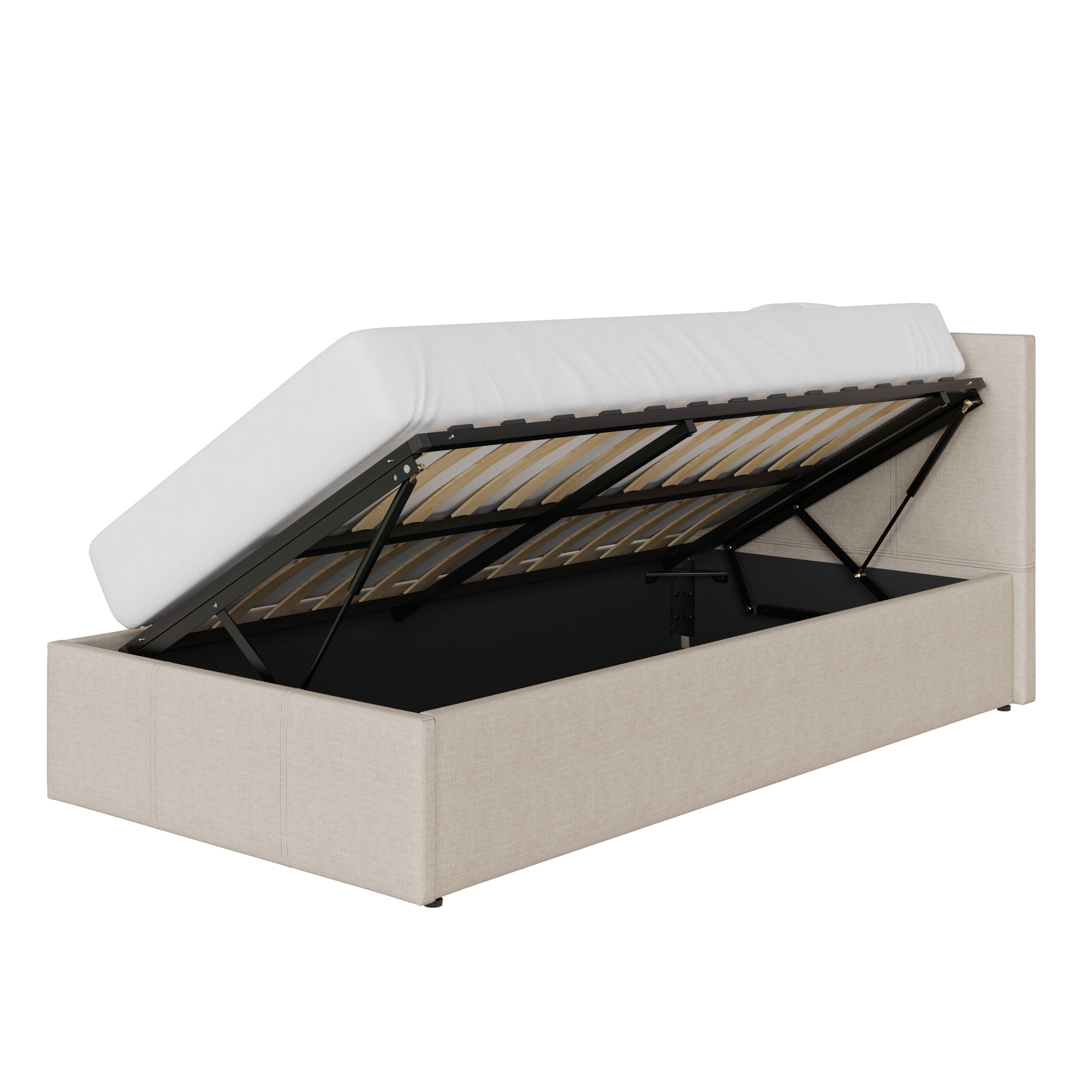 GFW Fabric Bed Side Lift Ottoman Bed Natural Bed Kings
