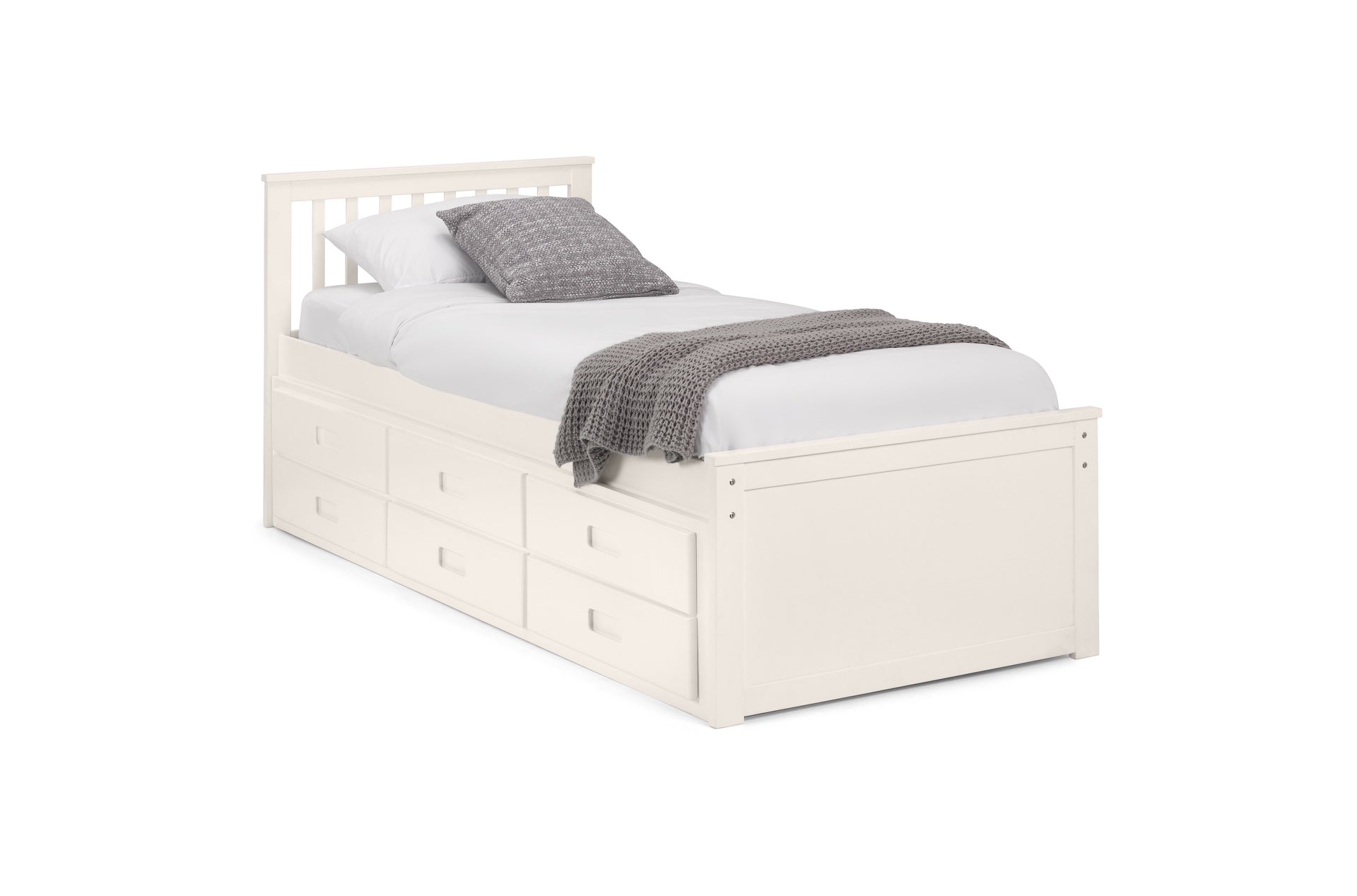 Julian Bowen Guest Bed Single 90cm 3ft Maisie Bed With Underbed And Drawers - Surf White Bed Kings