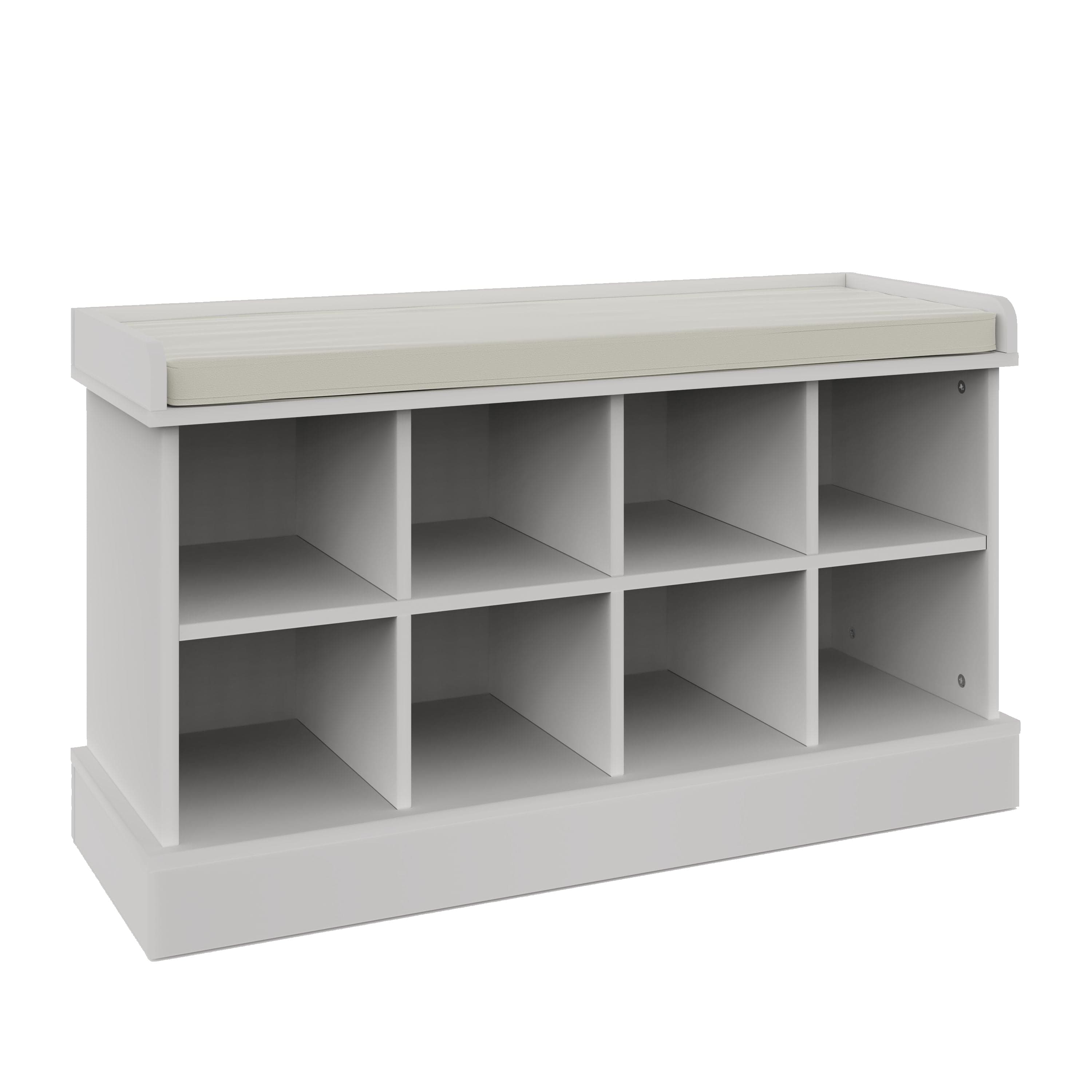 GFW Hallway Set Kempton Shoe Bench + Wall Rack White Bed Kings