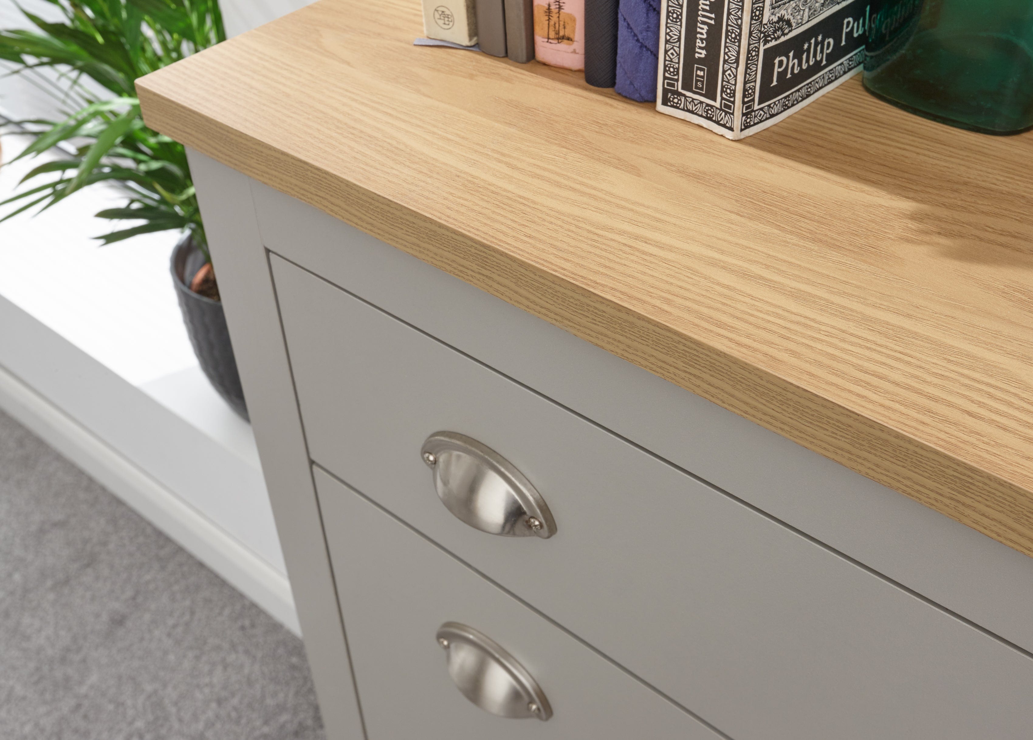 GFW Shoe Cabinet Lancaster 2Dr 1Drw Shoe Cabinet Grey Bed Kings