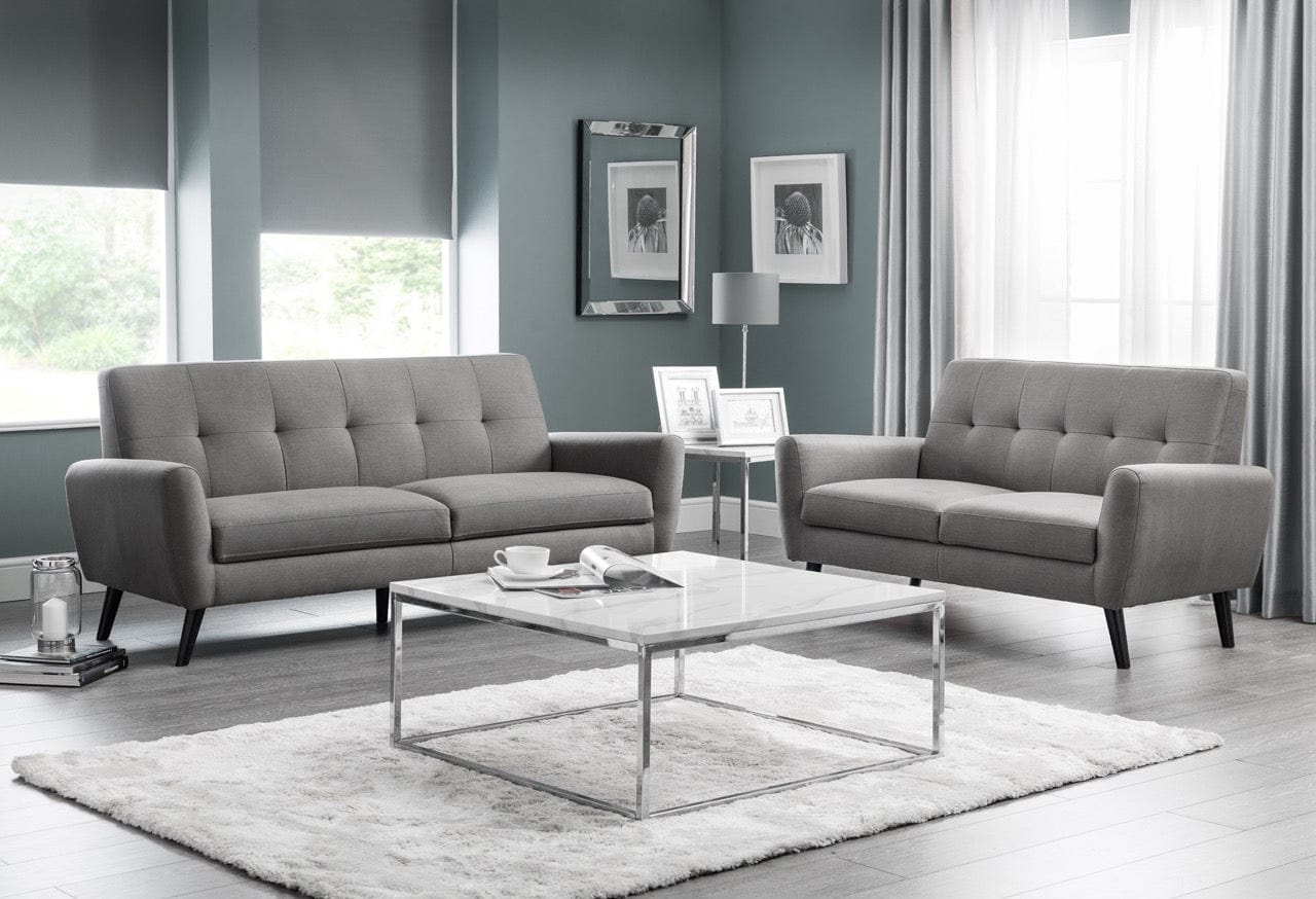 Julian Bowen sofa Monza 2 Seater Compact Retro Sofa - Grey Bed Kings