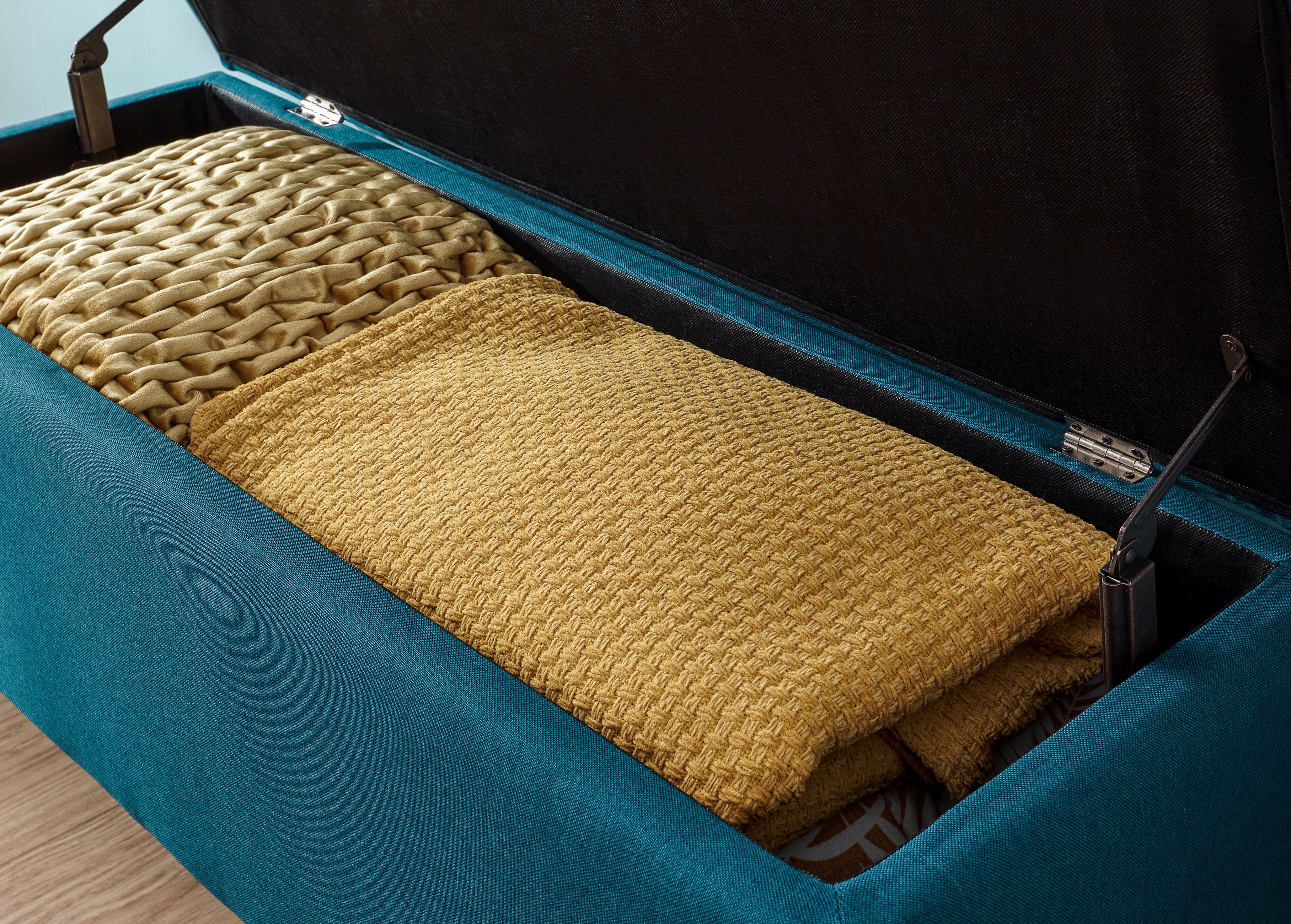 GFW Storage Ottoman Secreto Ottoman Teal Bed Kings