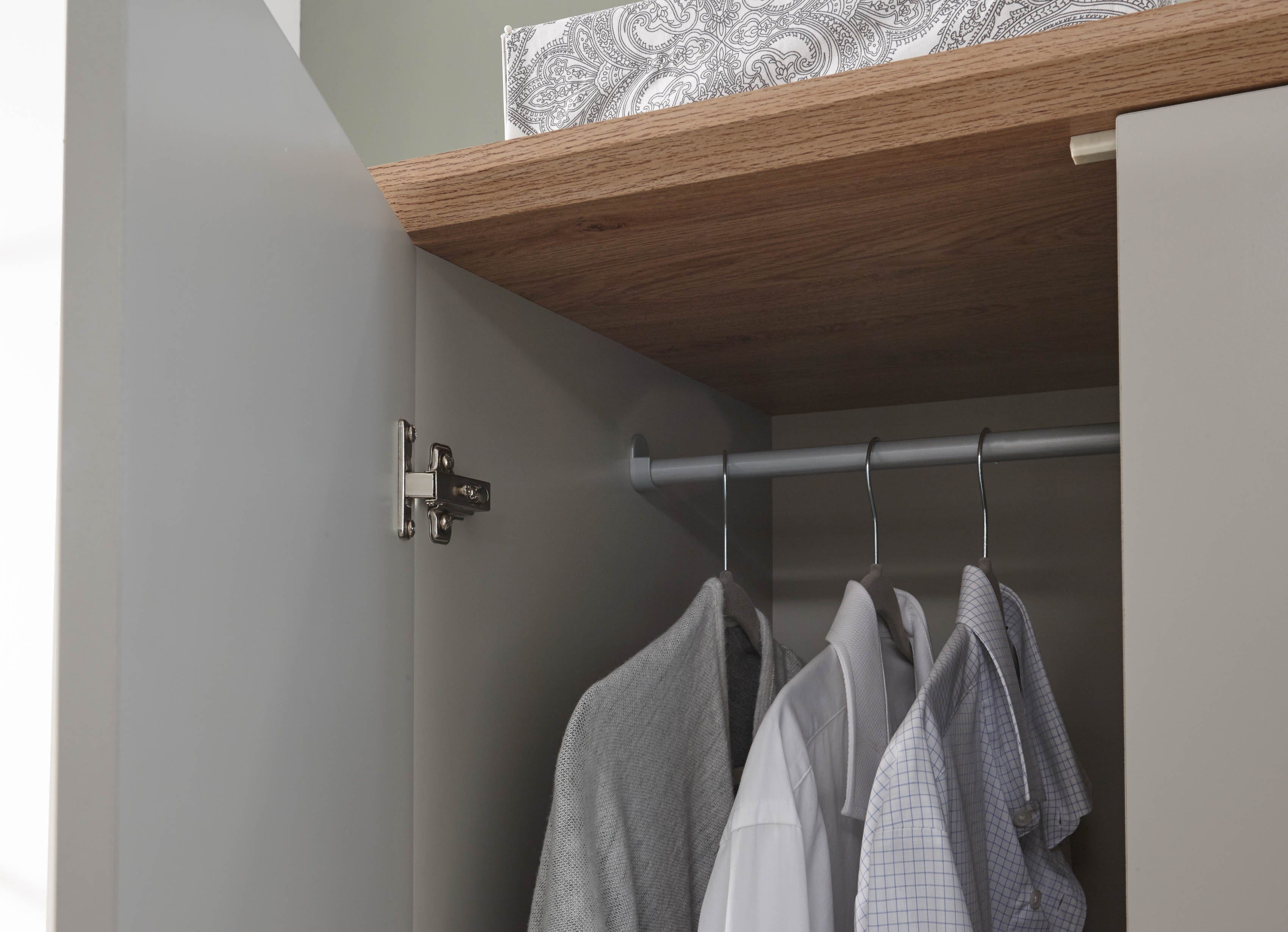 GFW Wardrobe Kendal 2 Door 1 Drawer Wardrobe Grey Bed Kings