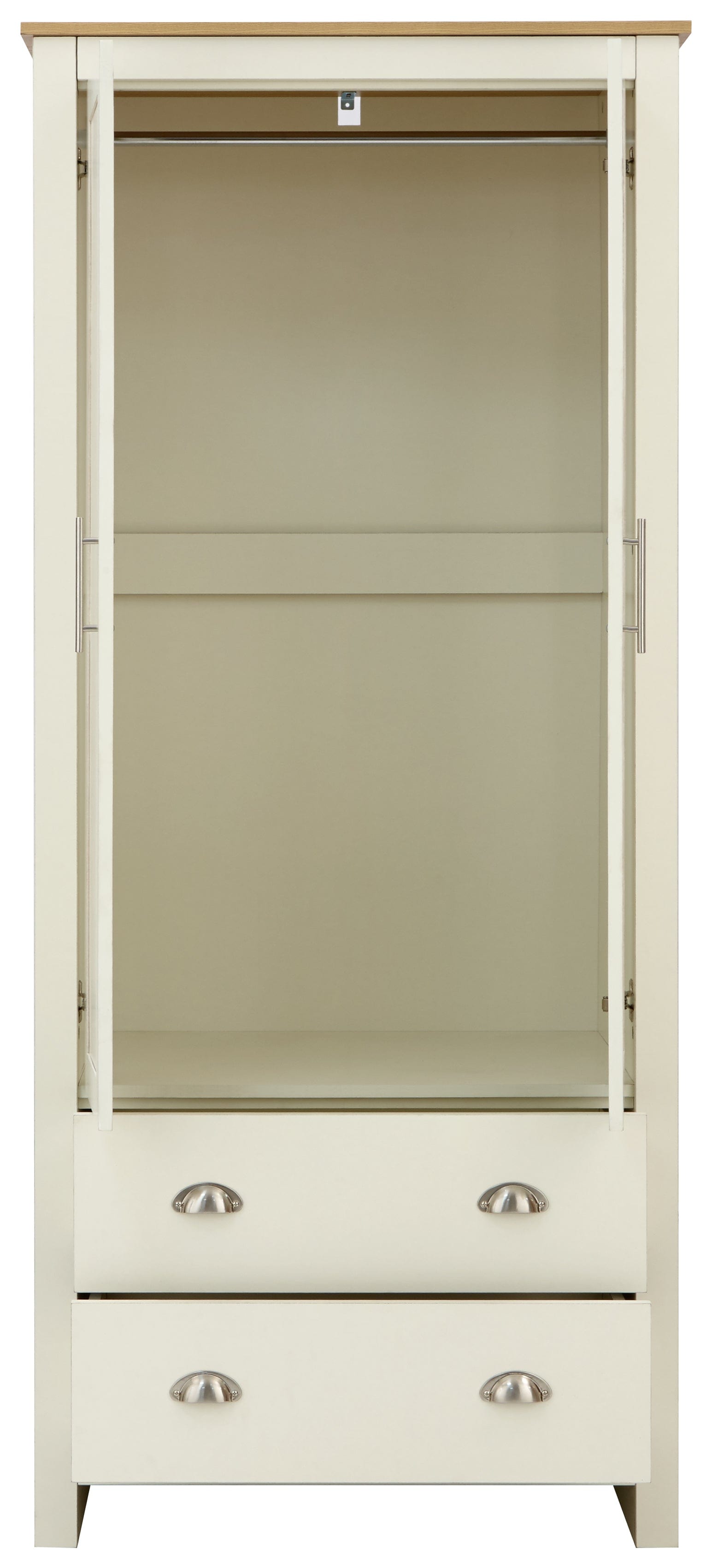 GFW Wardrobe Lancaster 2 Door 2 Drawer Wardrobe Cream Bed Kings