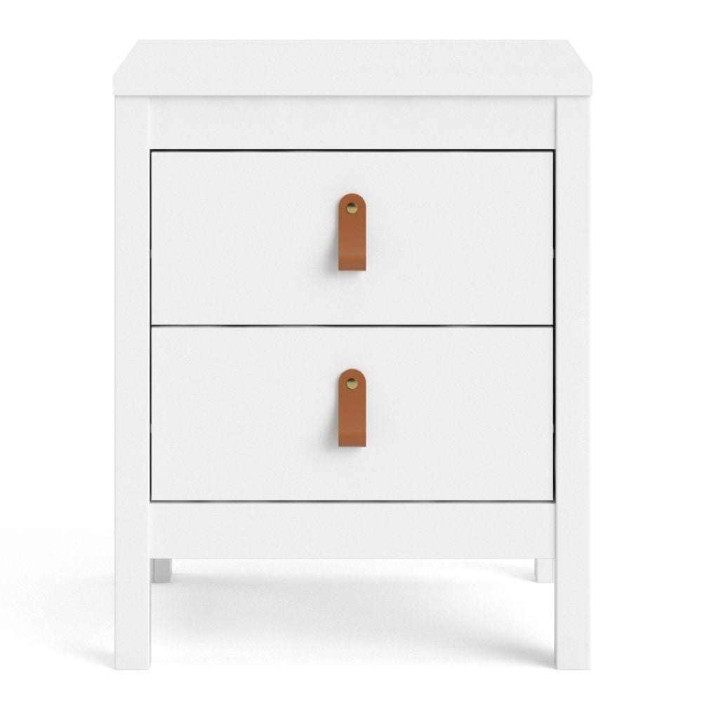 FTG Bedside Cabinet CLEARANCE Barcelona Bedside Table 2 Drawers In White Bed Kings