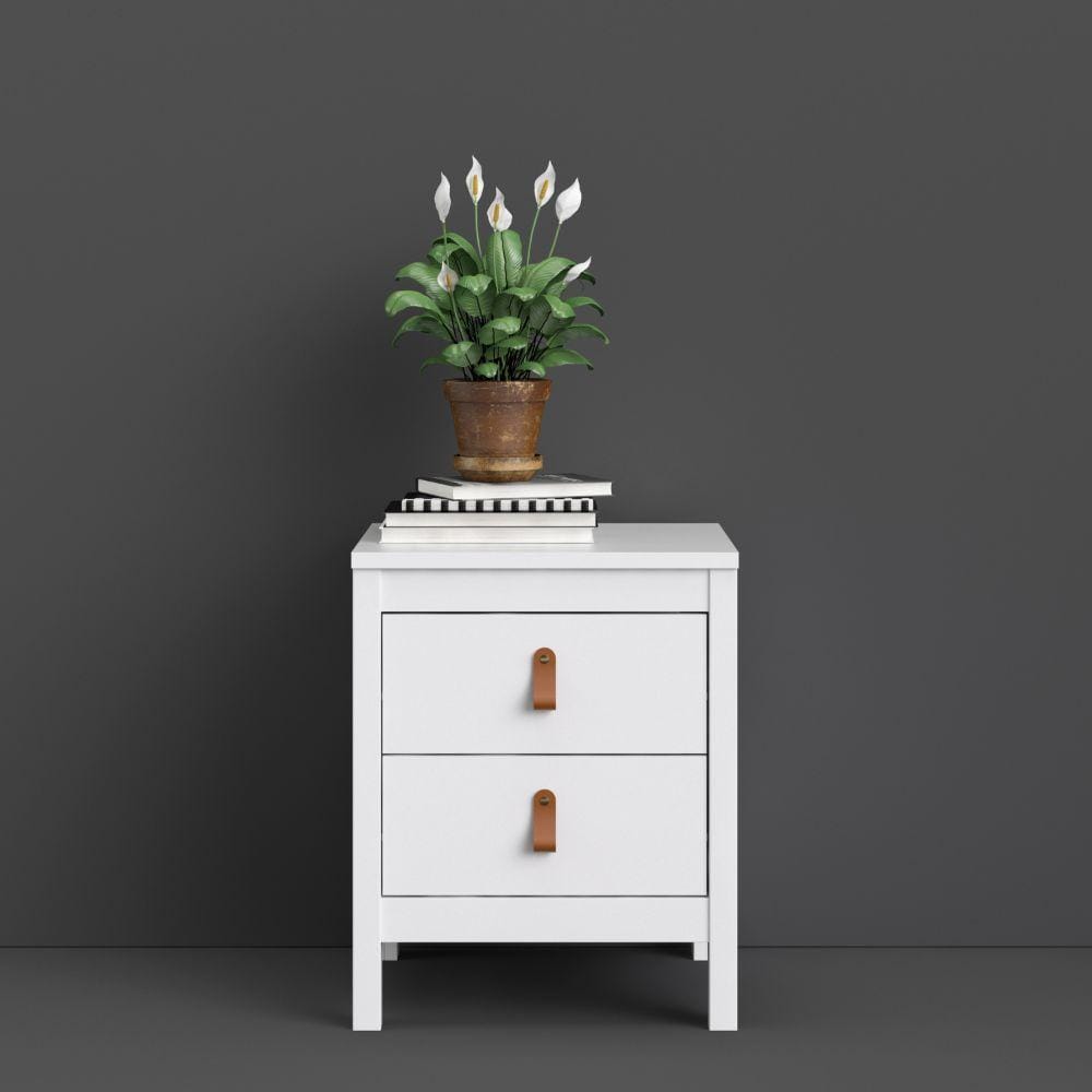 FTG Bedside Cabinet CLEARANCE Barcelona Bedside Table 2 Drawers In White Bed Kings