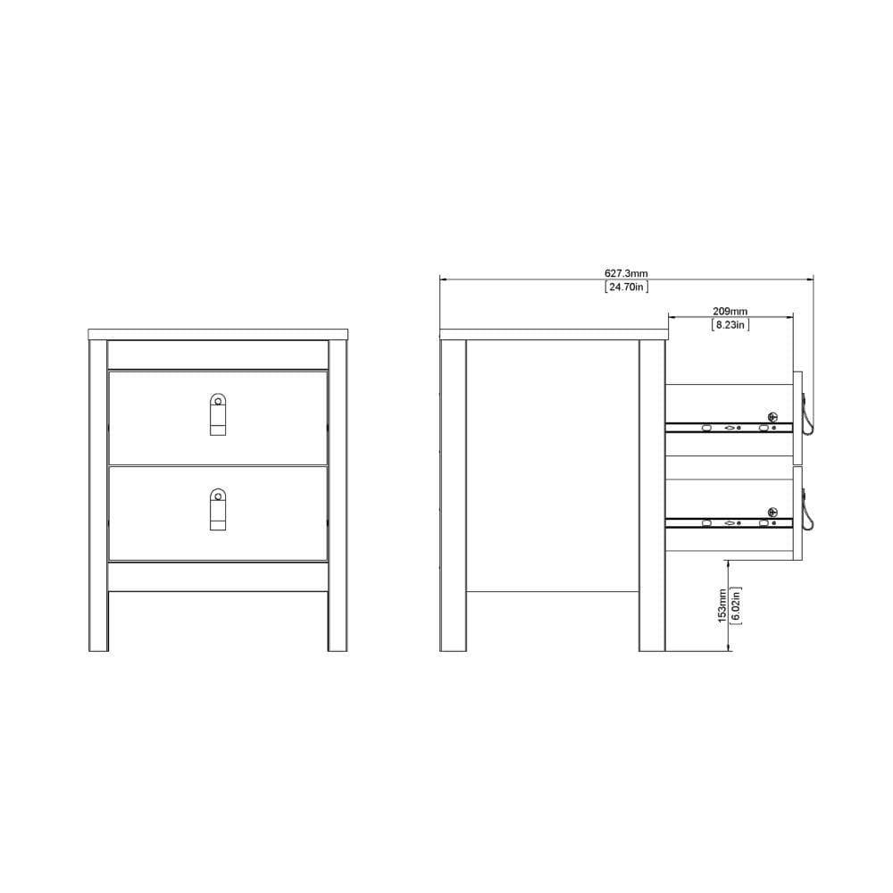 FTG Bedside Cabinet CLEARANCE Barcelona Bedside Table 2 Drawers In White Bed Kings