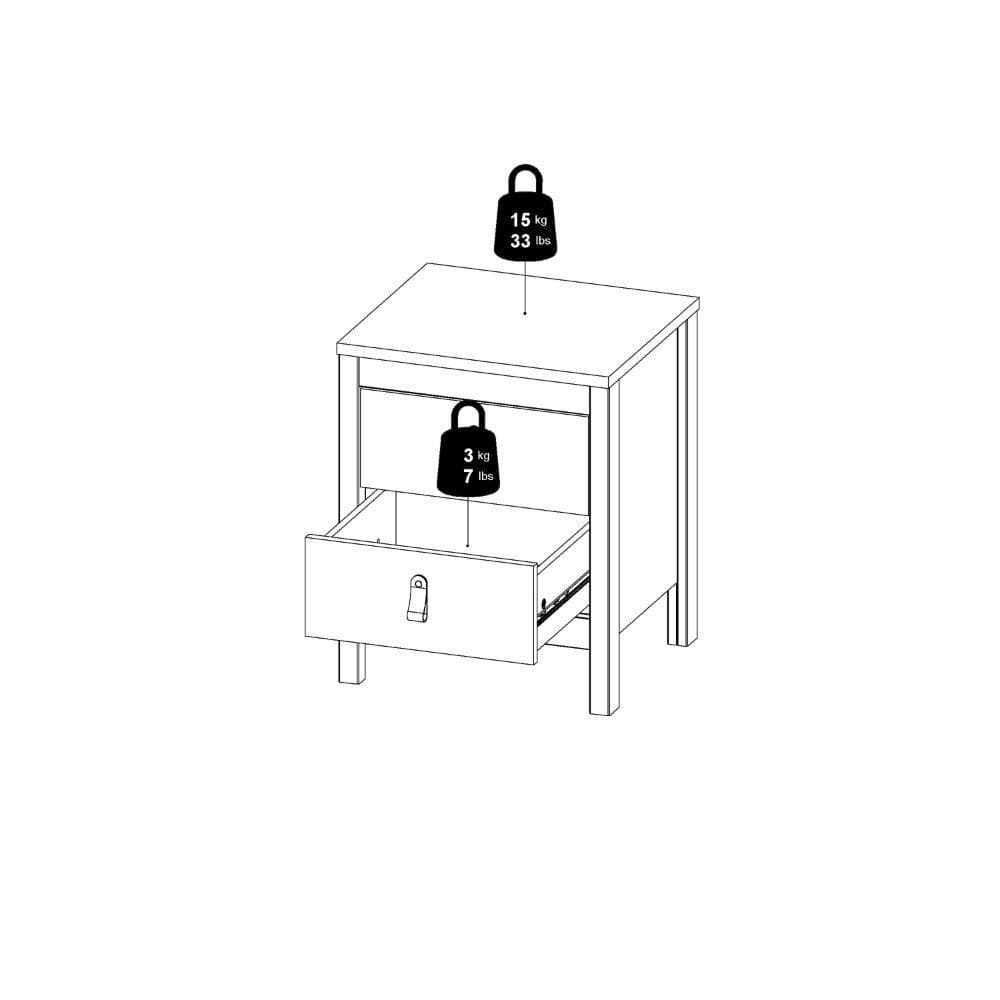 FTG Bedside Cabinet CLEARANCE Barcelona Bedside Table 2 Drawers In White Bed Kings