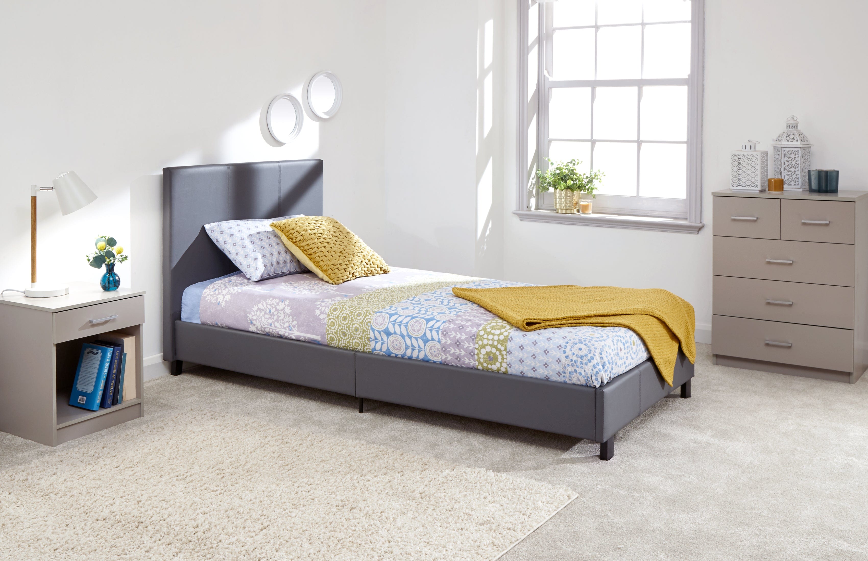 GFW Leather Bed Bed In A Box Grey Bed Kings